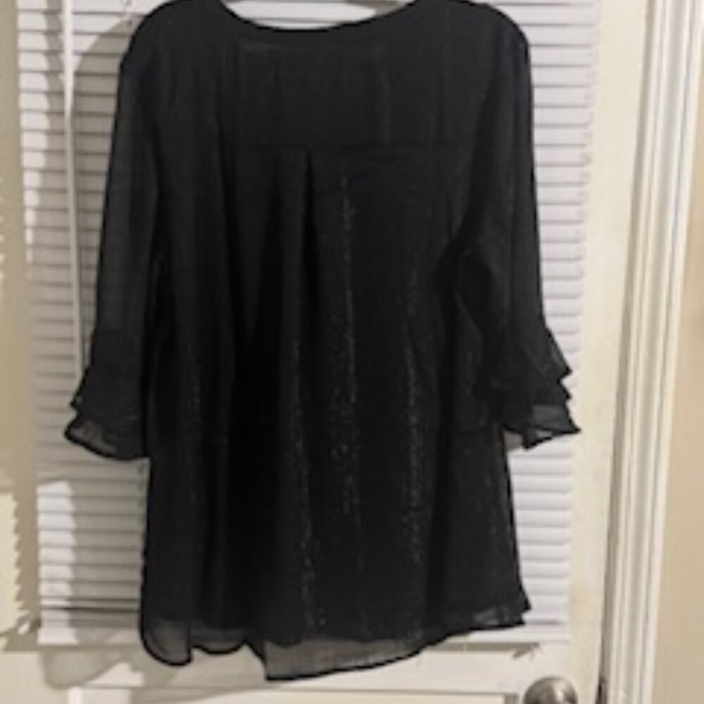 2XL Chiffon Bell Sleeve Blouse – Glamorous 3/4 Sleeve Tunic Top - Picture 4 of 5